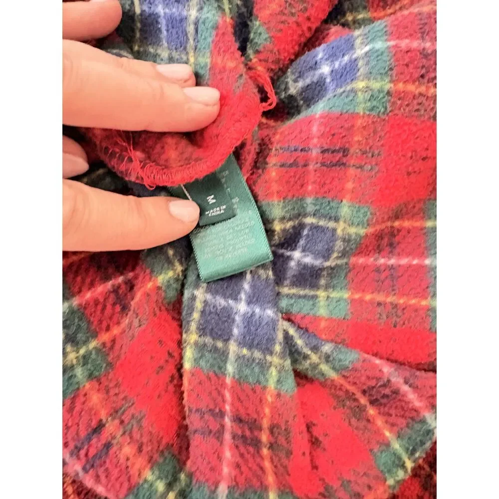 Lauren Ralph Lauren Red Plaid Fleece Pajama Set Size Medium